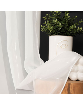 Firanka kremowa Albertyna z pionowym srebrnym haftem, wysokość 300 cm, na metry