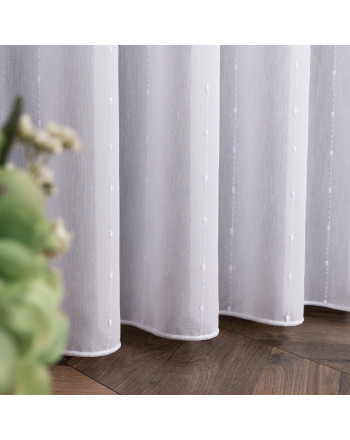 PREMIUM ALLURE Firanka wykończona ołowianką Ezra,  wysokość 300 cm, kolor biały - sprzedawana na metry