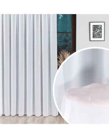 Biała gładka firana z obciążnikiem na taśmie wave, wysokość do 300 cm - szyta na wymiar