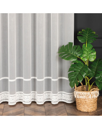 PREMIUM ALLURE Firanka na metry Linus, wysokość 300 cm, kolor biały ze białym haftem