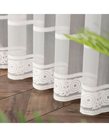 PREMIUM ALLURE Firanka na metry Linus, wysokość 300 cm, kolor biały z białym haftem - sprzedawana na metry