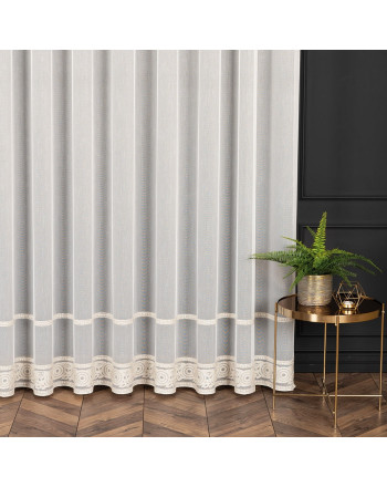 PREMIUM ALLURE Firanka na metry Linus, wysokość 300 cm, kolor biały ze złotym haftem