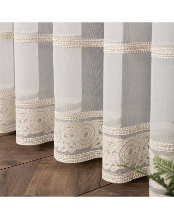 PREMIUM ALLURE Firanka na metry Linus, wysokość 300 cm, kolor biały ze złotym haftem