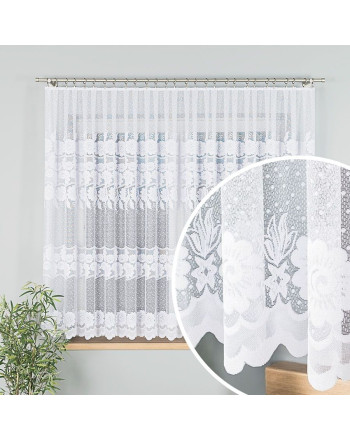 Krótka gotowa firanka żakardowa z motywem kwiatowym, oferowana w dwóch rozmiarach, Oksana 
