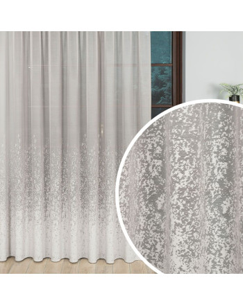 Długa szara firanka żakardowa, zaciemniająca o grubej strukturze, oferowana w dwóch wysokościach - sprzedawana na metry