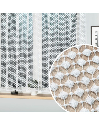 Biała tkanina gipiurowa ze srebrnym błyskiem w drobne kropki, wysokość 160 cm, 061757 - sprzedawana na metry