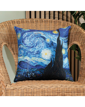 Poszewka dekoracyjna, welwetowa z nadrukiem, rozmiar 40x40 cm, Gwiaździsta Noc