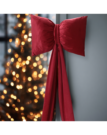 Poduszka świąteczna Kokarda welwetowa wisząca XXL kolor czerwony 40x160 cm Velvi