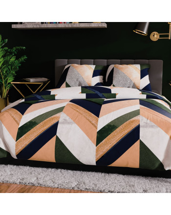 Komplet pościeli z bawełny satynowej z dwustronnym geometrycznym nadrukiem dwa rozmiary Triana