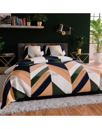 Komplet pościeli z bawełny satynowej, z dwustronnym geometrycznym nadrukiem, oferowana w dwóch rozmiarach, Triana