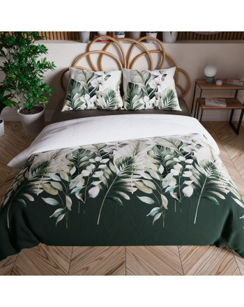 Komplet pościeli z bawełny satynowej w liście Leafy, dwa rozmiary