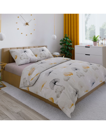 Komplet pościeli z bawełny satynowej Ginko, dwa rozmiary