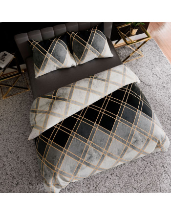 Komplet pościeli z bawełny satynowej, dwustronny geometryczny nadruk, dwa rozmiary, Cindera