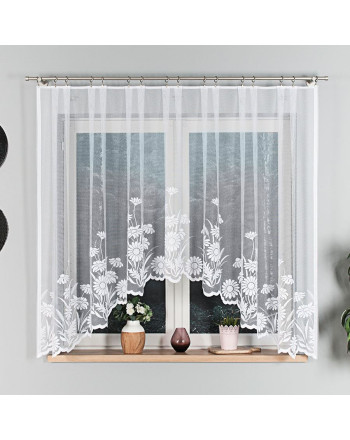 Gotowa firanka żakardowa z motywem kwiatowym, rozmiar 300x160 cm, Aralia
