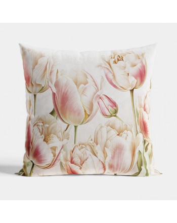 Welwetowa poszewka dekoracyjna z dwustronnym nadrukiem, rozmiar 40x40 cm, Tulipan