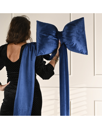 Poduszka świąteczna Kokarda welwetowa wisząca XXL kolor granatowy 40x160 cm Velvi