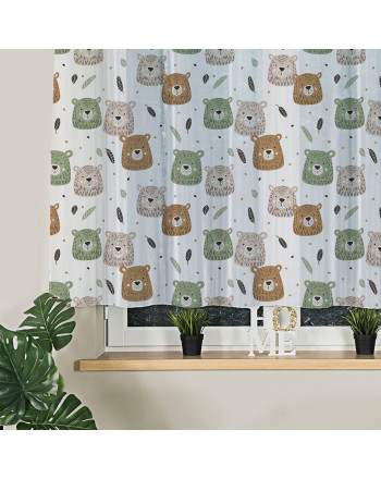 Firanka do pokoju dziecka, Miłe misie kolor beżowo zielony, wysokość 145 cm - sprzedawana na metry 