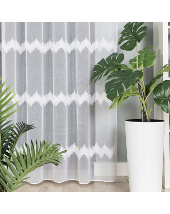 Firanka haftowana ze wzorem pasowym z ołowianką, kolor biały, 112750, wysokość 280 cm - sprzedawana na metry