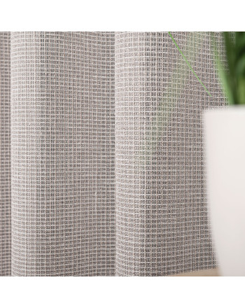 Długa firana do salonu z efektem bukli, kolor szaro-beżowy, wysokość 300 cm - sprzedawana na metry