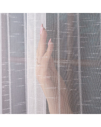 Krótka firanka do salonu o luźnym splocie, kolor biały, wysokość 160 cm - sprzedawana na metry