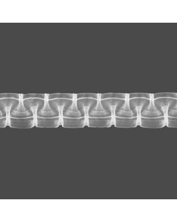 Taśma "smok" 5 cm, marszczenie 1:2, transparentna z białym sznurkiem