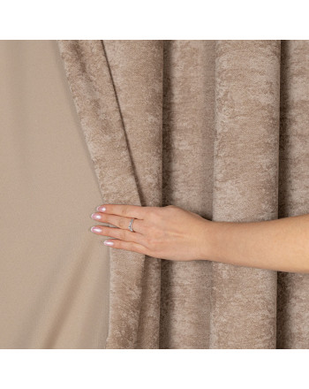 Zasłona do salonu, welurowa na przelotkach, kolor chłodny beżowy, rozmiar 140x260 cm