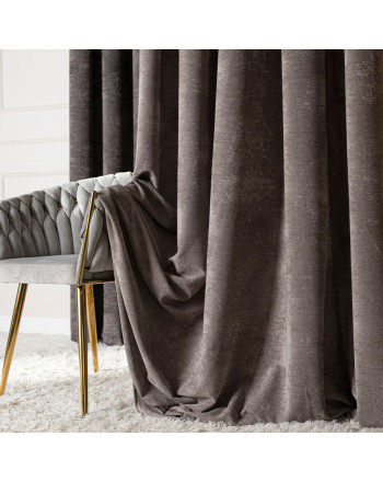 Zasłona do salonu, welurowa na przelotkach, kolor szarobrązowy, rozmiar 140x260 cm