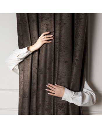 Zasłona do salonu, welurowa na przelotkach, kolor ciemny chłodny brązowy, rozmiar 140x260 cm