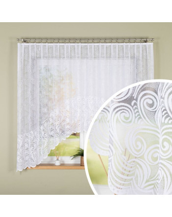 Firanka żakardowa gotowa, wykończona w łuk z geometrycznym wzorem, oferowana w kilku rozmiarach, Kinga