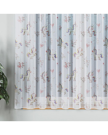 Firanka woal drukowany z ołowianką do pokoju dziecka, wysokość 157 cm, Słodkie jednorożce - sprzedawana na metry