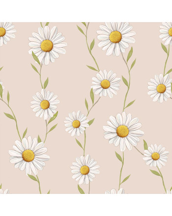 Welurowy materiał na zasłony, drukowany w odcieniu beżowym, szerokość 165 cm, Stokrotka - sprzedawany na metry