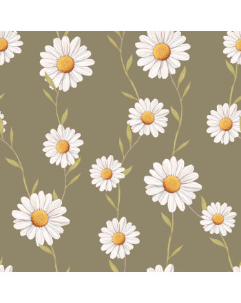 Welurowy materiał na zasłony, drukowany w odcieniu zielonym, szerokość 165 cm, Stokrotka - sprzedawany na metry