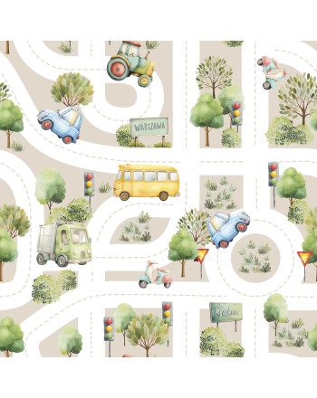 ULICE Z AUTAMI Tkanina dekoracyjna typu MILAS, szerokość 165cm, kolor 004 beżowy