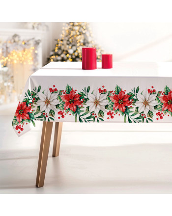 GWIAZDA BETLEJEMSKA Tkanina dekoracyjna obrusowa NINA WODOODPORNA, 160cm, kolor 001 biały