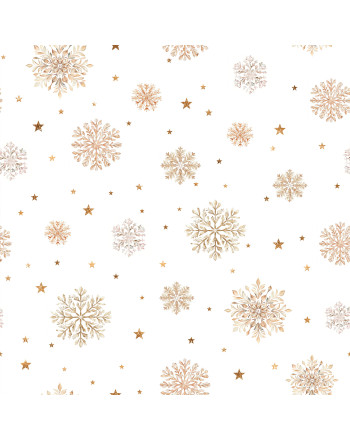 Wodoodporny materiał na zasłony lub obrusy, z drukowanym motywem zimowych płatków, szerokość 160 cm, Śnieżki-Zimowa opowieść - sprzedawany na metry