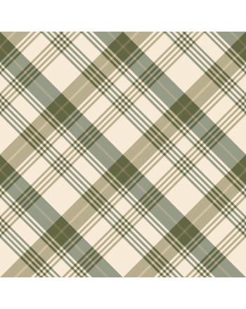 Wodoodporny materiał na zasłony lub obrusy, z nadrukiem kraty w tonacji kremowo-zielonej, szerokość 160 cm, Zimowa opowieść - sprzedawany na metry