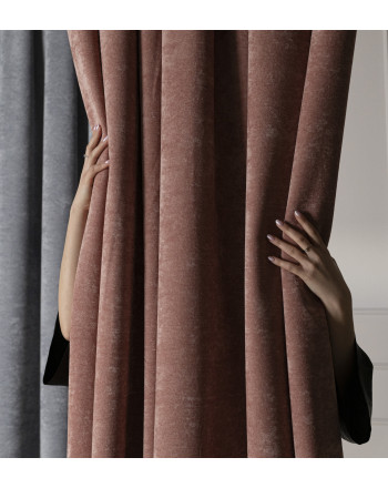 Zasłona do salonu, welurowa na przelotkach, kolor pudrowy różowy, rozmiar 140x260 cm