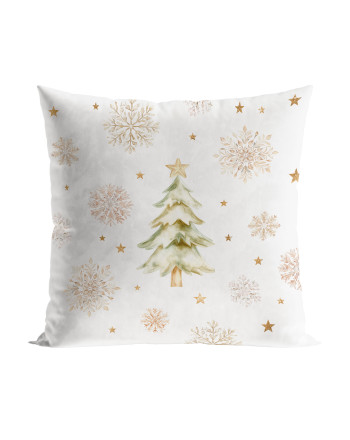 Welwetowa poszewka dekoracyjna ze świątecznym nadrukiem 40x40 cm Choinki - Zimowa Opowieść