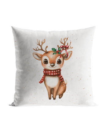 Welwetowa poszewka dekoracyjna ze świątecznym nadrukiem, rozmiar 40x40 cm, Jelonek-Bajkowe Święta