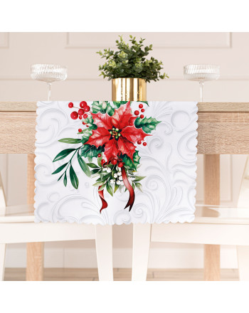 Bieżnik, nakładka ze świątecznym nadrukiem, rozmiar 38x140 cm, Gwiazda betlejemska