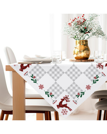 Serweta z tkaniny wodoodpornej ze świątecznym nadrukiem, rozmiar 80x80 cm, Krata patchwork