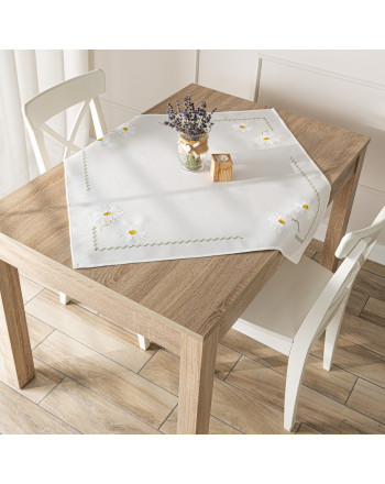 Serweta z białej tkaniny z delikatnym haftem, rozmiar 85x85 cm, Summer