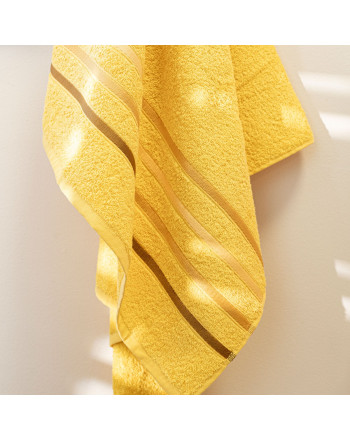 Ręcznik bawełniany z kolorową bordiurą, kolor żółty, 2 rozmiary, Dolce Pop