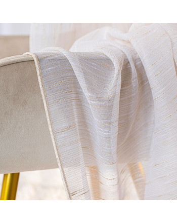 Firana o strukturze deszczyku, na fleksach, kolor kremowy ze złotą nitką, wysokość do 280 cm, Neve - szyta na wymiar