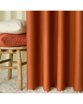 Gotowa zasłona blackout na przelotkach, 85% zaciemniająca, kolor ciemny pomarańczowy, rozmiar 140x250 cm