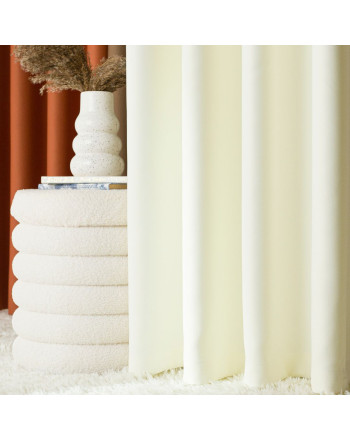 Gotowa zasłona do salonu na przelotkach, kolor ecru, rozmiar 140x250 cm