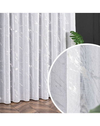 Firana z połyskującym zdobieniem oraz ołowianką,  uszyta na taśmie, dwa rozmiary: 400x250 cm lub 300x250 cm, Srebrny marmurek
