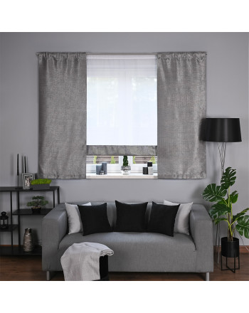 Panel firanowy z woalu ozdobiony szarym pasem, rozmiar 140x130 cm