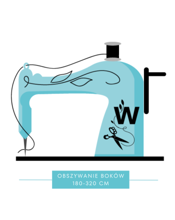 Usługa obszycia dwóch boków firany lub zasłony o wysokości od 180 do 320 cm