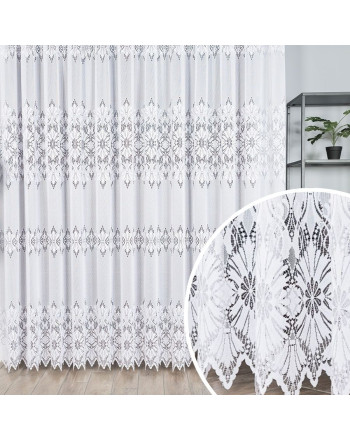 Długa firana z żakardu do salonu z geometrycznym wzorem, wysokość 250 cm - sprzedawana na metry